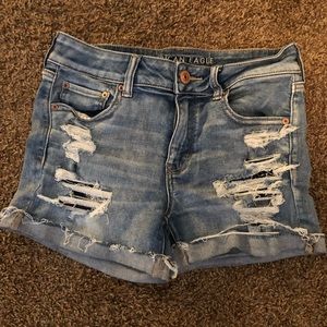 AE MIDI ripped jean shorts